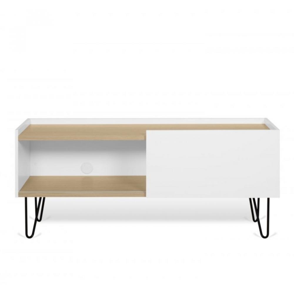 Meuble TV design NINA  Chêne clair et blanc